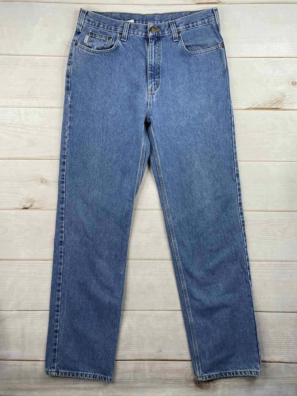 Carhartt Jeans Mens 36x36 Med Wash Relaxed Fit Straight Leg Blue Denim B460DPS